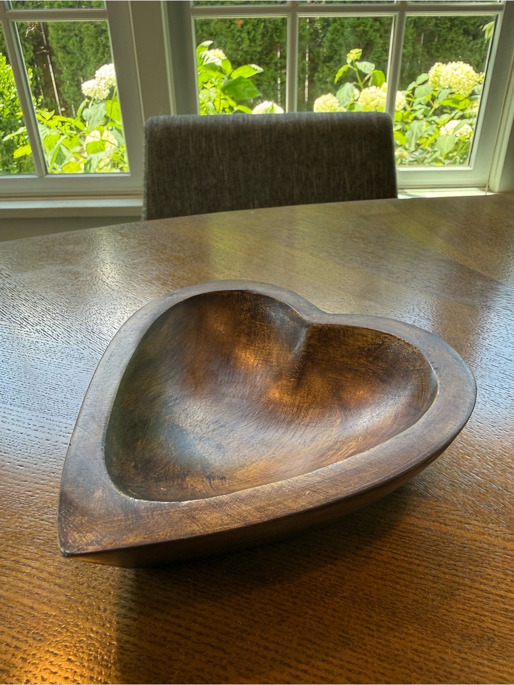 Handcrafted Heart-Shaped Wooden Serving Bowl - Brown